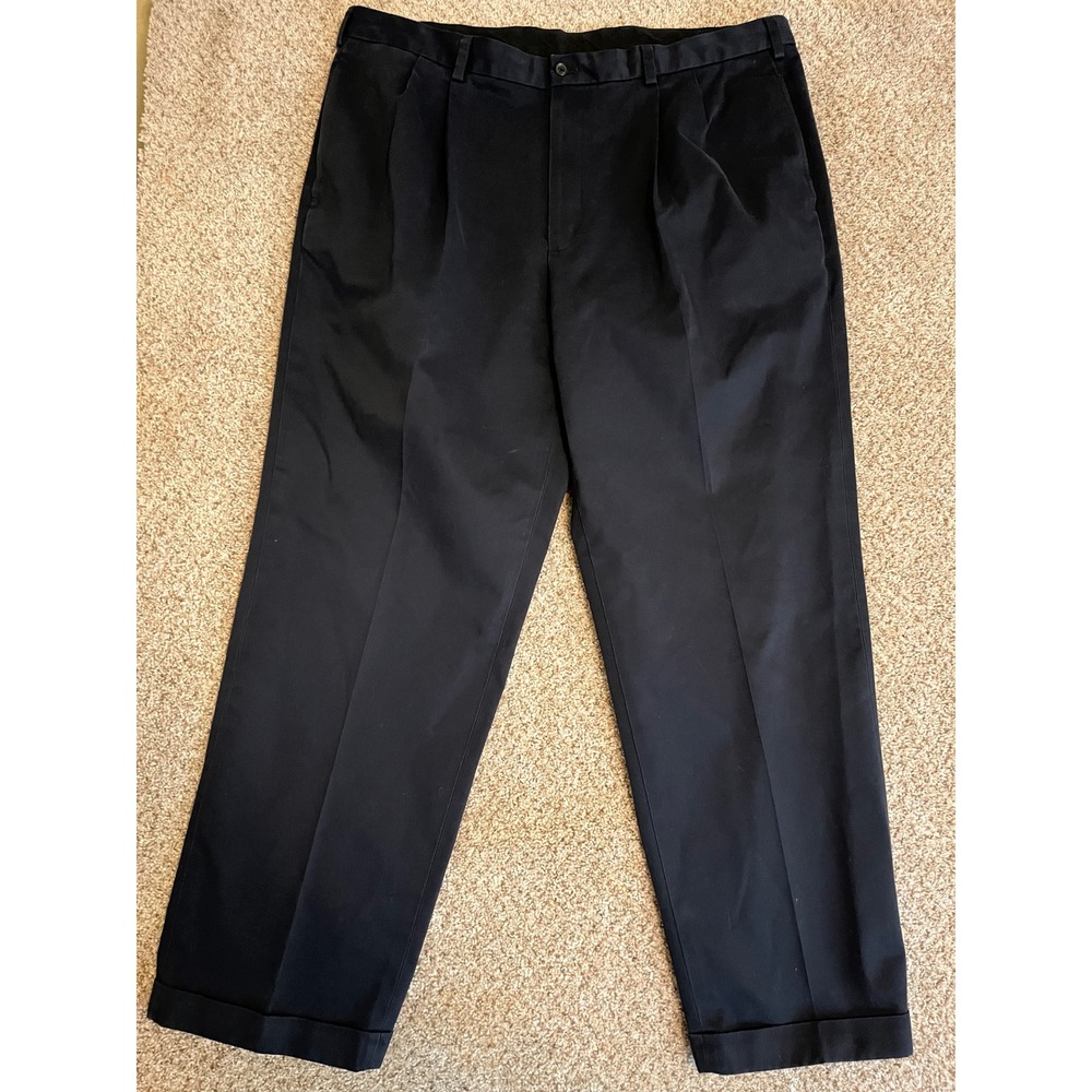 Brooks Brothers Mens Chino 42x32 Navy Blue Pleated Advantage Chino Elliot Preppy